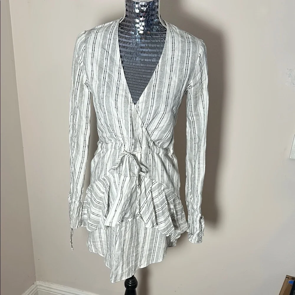 Shona Joy White Ruffled Wrap Dress with Tie Front - Picture 1 of 8